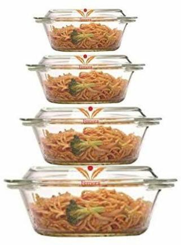 Femora Glass Casserole, Set of 4, 700 ml, 1000 ml, 1550 ml, 2000 ml Pack of 4 Serve Casserole Set(700 ml, 1000 ml, 1550 ml, 2000 ml)