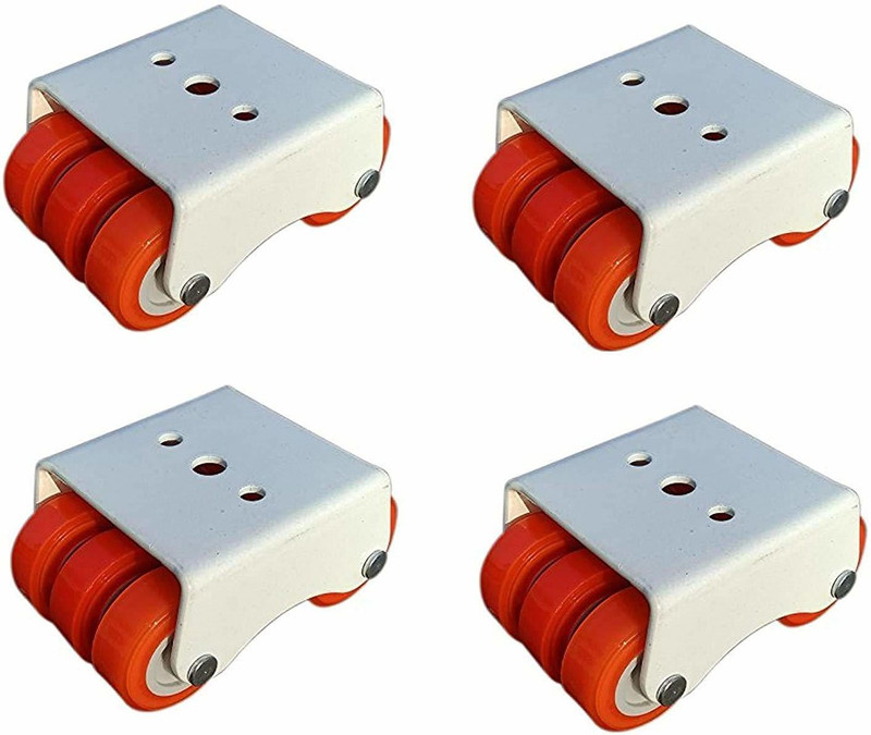 GALAXY ENTERPRISE 6-Wheels Roller Moving Castor/Sixer (Orange, 50 mm, L) 4 Pieces in 1 Box Swivel Furniture Caster(Pack of4)