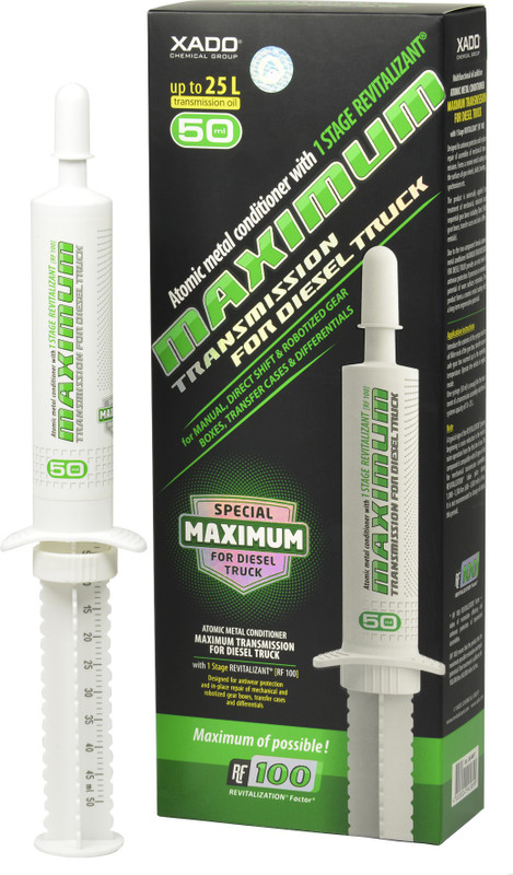 XADO Atomic metal conditioner 1 Stage Maximum for Transmission for Diesel Trucks, syringe 50ml Combo