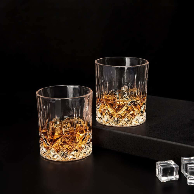 Coozico (Pack of 2) 2pcs- 300 ml Bar Glass for Drinking Bourbon, Whisky Glass Whisky Glass(220 ml, Glass, Clear)