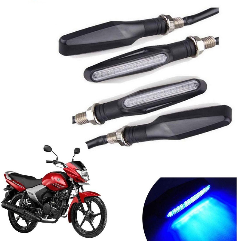 Naturalcreations Rear, Front, Side LED Indicator Light for Yamaha Saluto 125, Universal For Bike(Blue)