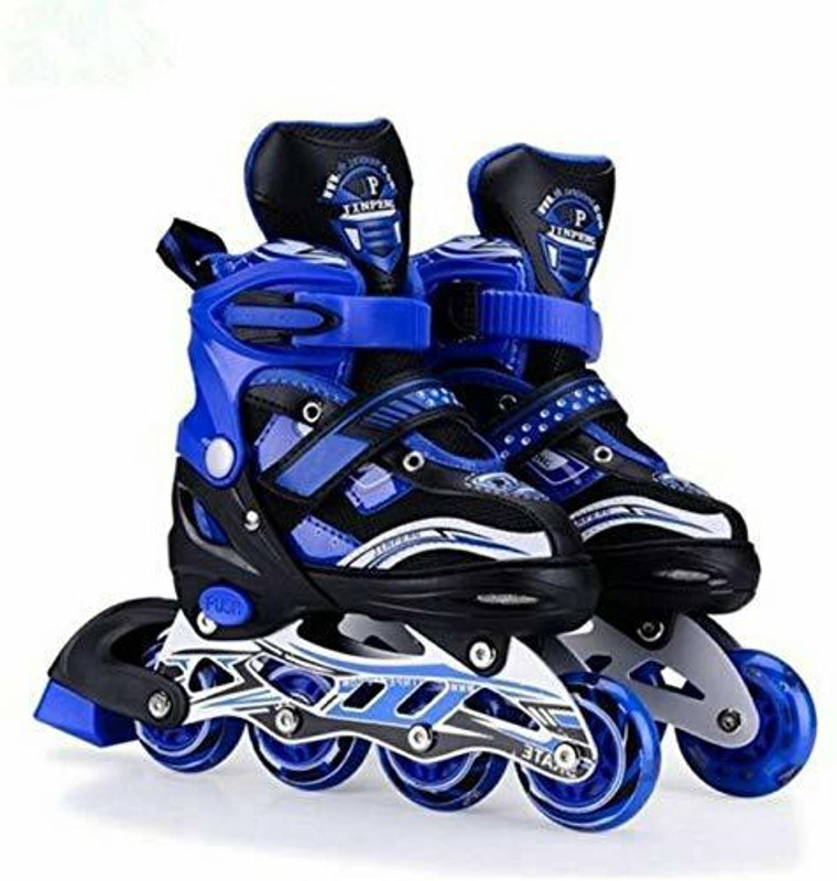 Wengvo in line skates blue In-line Kids Size 3 UK - 6 UK(Adjustable, Advanced, Beginner, Intermediate, Blue)