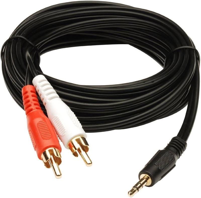 PAC TV-out Cable Stereo Audio Male to 2 RCA Male Cable - 1.5 Meter (Black)(Black, For Home Theater, 1.5 m)