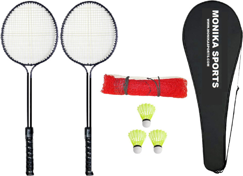 Monika Sports 2 Double Shaft Badminton Racquet With 10 Pc Nylon Shuttle Badminton Kit