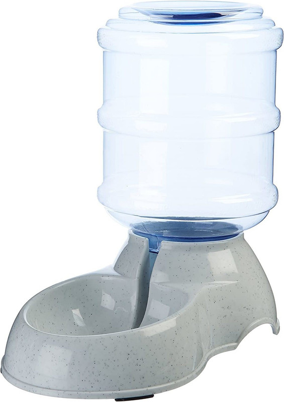 primil Self-Dispensing Gravity Pet Waterer Water Drinking Fountain Bottle Bowl ROUND Plastic Pet Bowl(380 ml Grey, Clear)