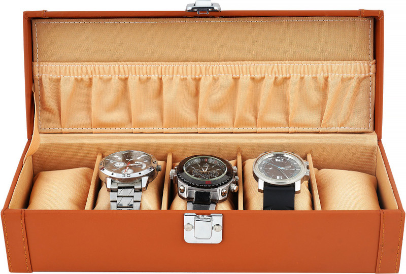 LEDO Watch Case Box In Tan colour Watch Box(Tan / Brown, Holds 5 Watches)