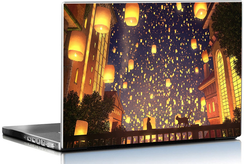 PIXELARTZ Laptop Skin Sky Lantern Night Scenery HD Quality 15.6 Inches Multi Colour (9050) Vinyl Paper Laptop Skin Compatible for 15.6 inch(Theme: Illustrations)