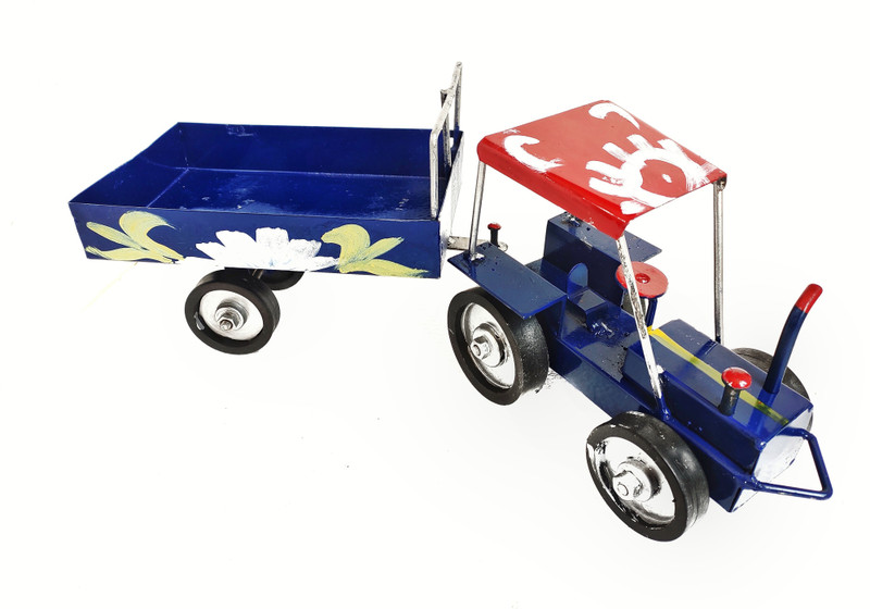 Hap creation Metal Tractor/Iron Tractor/Lokhand Tractor Toy with Trolley for Your Kids/and Decorative Products-Openable Trolley (blue)(Blue, Pack of: 1)