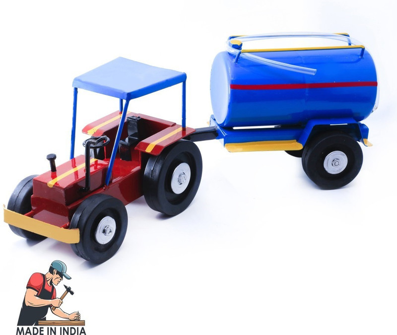 YOGI SELLING Metal tractor with designable and colorful Trolly , Unbreakable Large and Long lasting Toy cum Show piece (Pack of: 1)(Green, Pack of: 1)