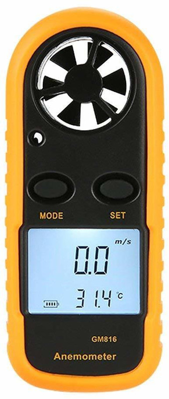 DHARU Anemometer, Digital LCD Wind Speed Meter Gauge Air Flow Velocity Thermometer Measuring Device Digital  Anemometer