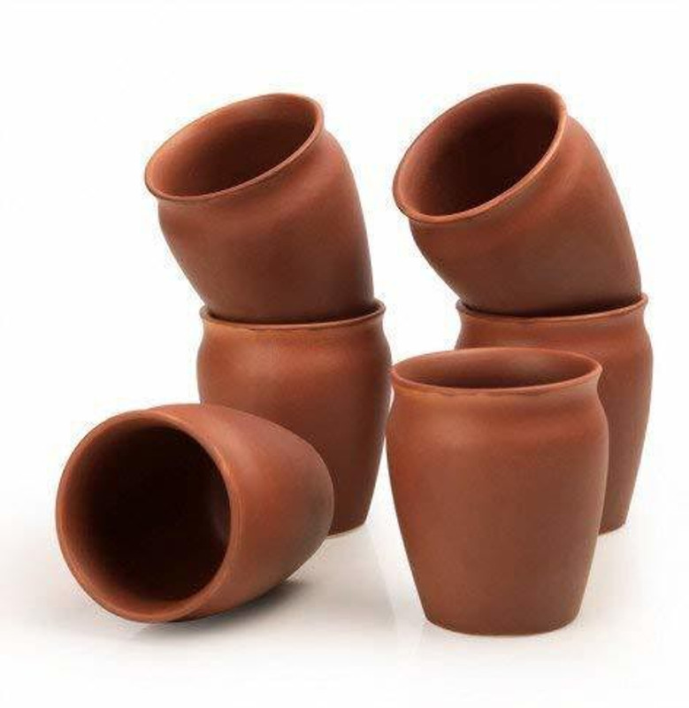 Abhay enterprises Pack of 6 Ceramic Handmade Clay Kulhad Tea Cups-Set of 6 (Brown)(Brown, Cup Set)
