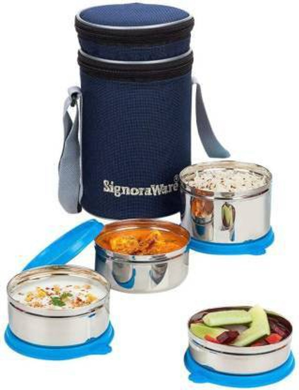 Signoraware 3501 4 Containers Stainless Steel, Plastic Office Lunch Box(1400 ml)