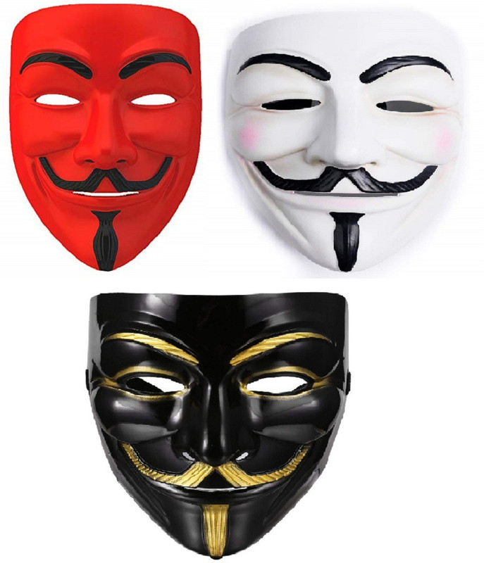 Rangbaaz Enterprises V for Vendetta Comic Face Anonymous Gift Set Party Mask(Multicolor, Pack of 3)