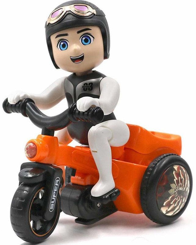 KRU MIR KRU MIR_Musical Stunt Bicycle Toy with Sound & Flashing Lights for Kids (Orange)(Multicolor)