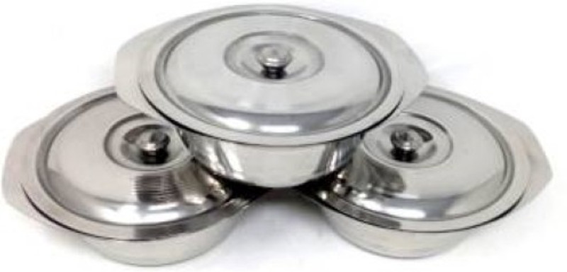 BHAI CHARA Stainless Steel Serving Bowl 750ML HOME VEGETABLES/KHEER/CURD(Pack of 3, Steel)