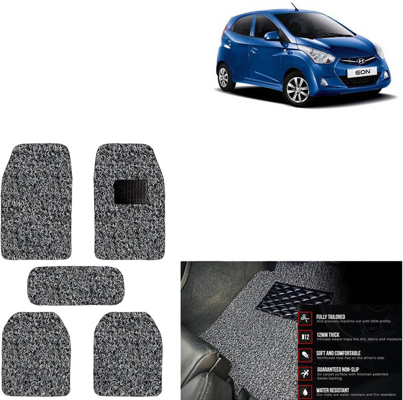 Rhtdm PVC Standard Mat For  Hyundai Eon(Grey, Black)