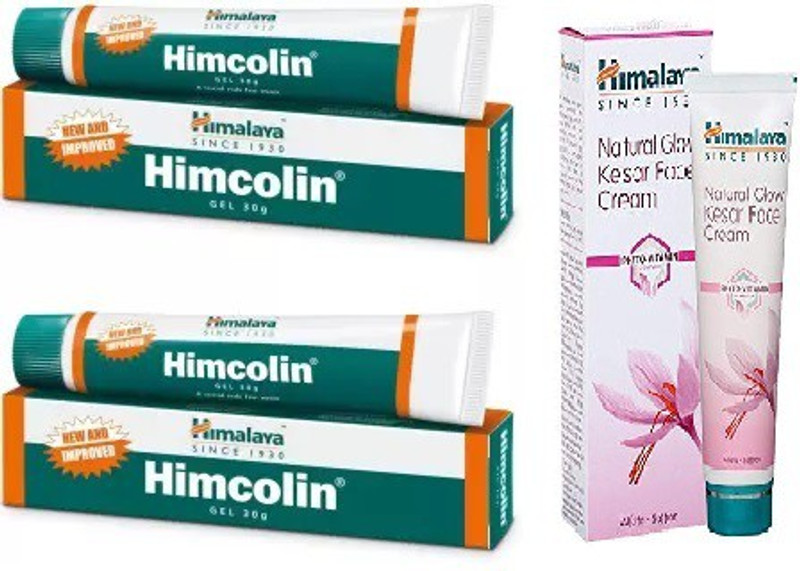 HIMALAYA Himcolin Gel (Pack of 2) , Natural Kesar Cream 50 gms(3 Items in the set)