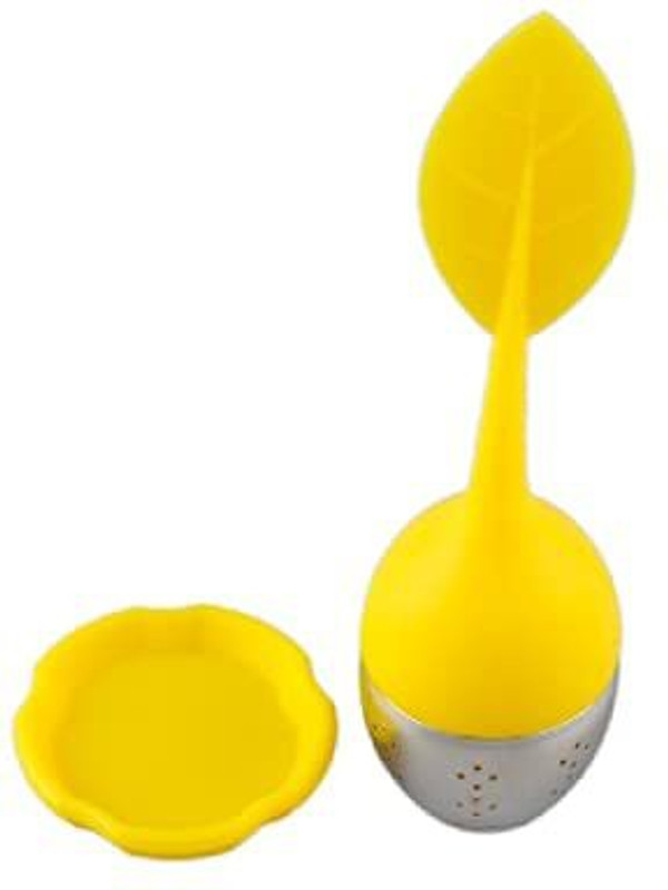 SEAHAVEN Silicone Tea Leaf Infuser With Long Leaf Shape Handle, Stainless Steel Infuser With Drip Tray Tea Strainer(Pack of 1)