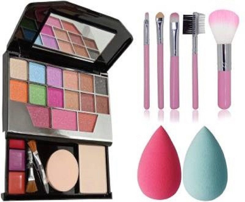 Zuen 5024 makeupkit 2pcs puff and 5 pcs brushes(Pack of 3)