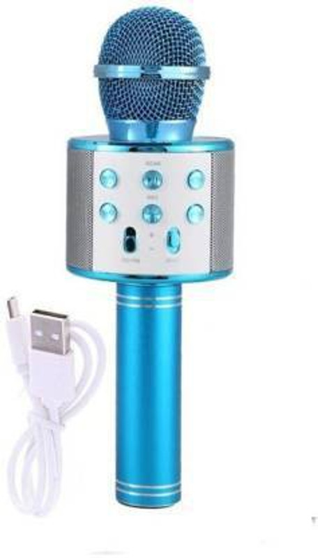 little monkey High qauility WS-858 Wireless Bluetooth Microphone Connection Player Speaker 2-in1 (Blue) MICROPHONE(Blue)