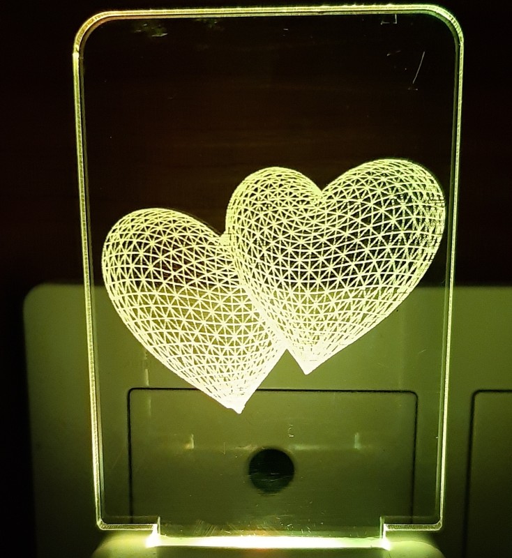 vimbi Double Heart night lamp Night Lamp(10 cm, Multicolor)