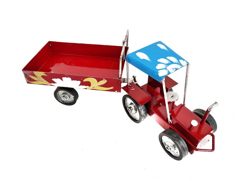 Hap creation Metal tractor with designable and colorful Trolly (Red)(Red, Pack of: 1)