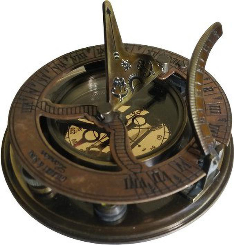 Home Decor Nauticals Round Antique Sundial Brass Compass Compass(Brown)