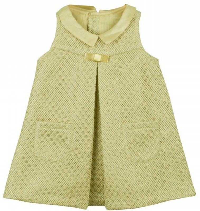 page3baby Girls Midi/Knee Length Party Dress(Gold, Sleeveless)