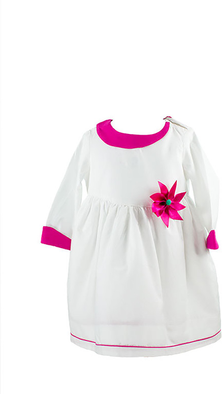 page3baby Girls Midi/Knee Length Party Dress(White, Full Sleeve)