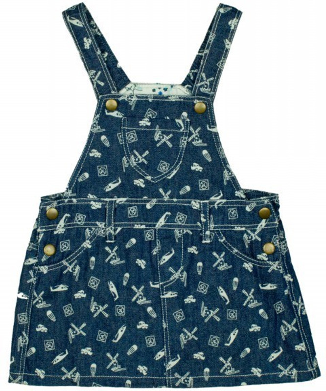 page3baby Dungaree For Girls Casual Printed Cotton Blend(Dark Blue, Pack of 1)