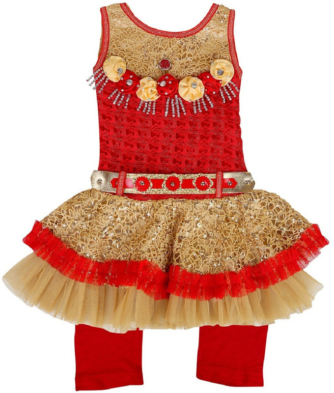 kidies wear Girls Kurta and Leggings Set(Red Pack of 1)