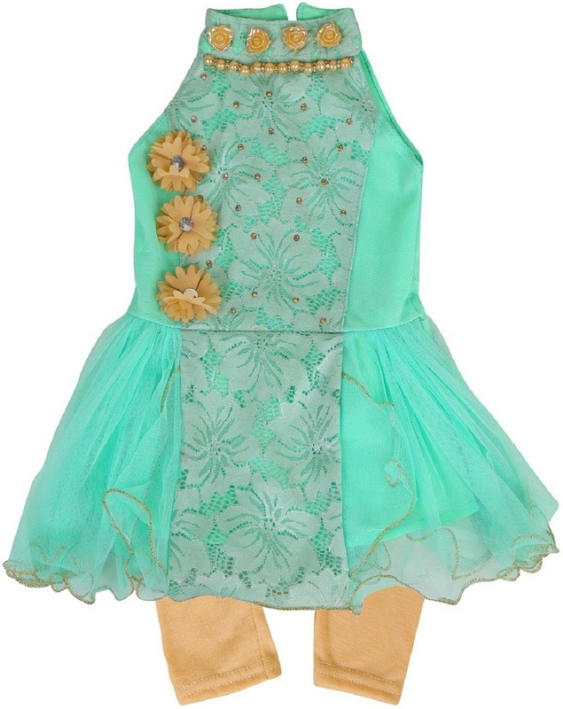 kidies wear Girls Kurta and Leggings Set(Green Pack of 1)