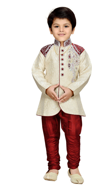 AJ Dezines Boys Sherwani and Churidar Set(Maroon Pack of 1) RS.999 (75.00% Off) - Flipkart
