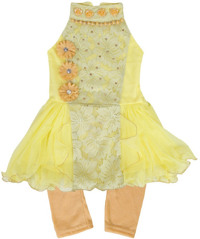 kidies wear Girls Kurta and Leggings Set(Yellow Pack of 1)