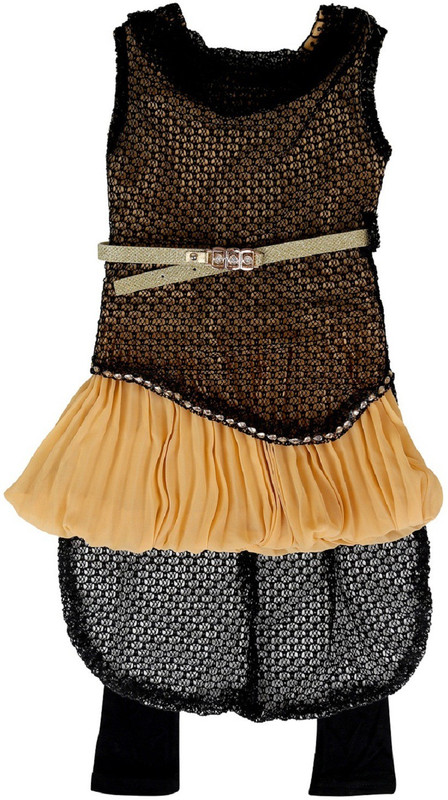 kidies wear Girls Kurta and Leggings Set(Black Pack of 1)