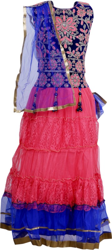 Crazeis Girls Lehenga Choli Ethnic Wear Embroidered Lehenga, Choli and Dupatta Set(Multicolor, Pack of 1) RS.2599 (78.00% Off) - Flipkart
