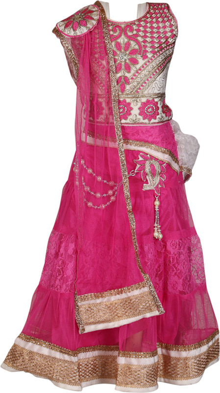 Crazeis Girls Lehenga Choli Ethnic Wear Embroidered Lehenga, Choli and Dupatta Set(Pink, Pack of 1) RS.899 (72.00% Off) - Flipkart