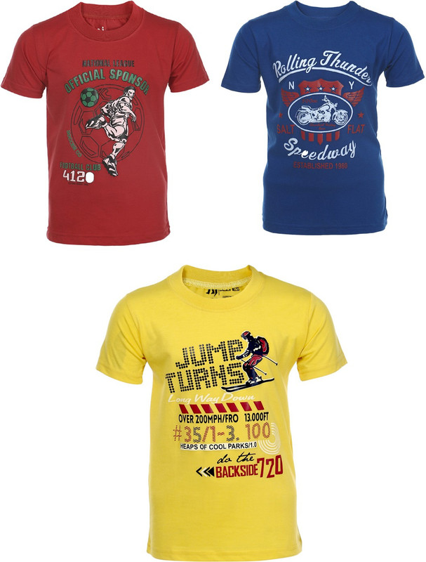 AJ Dezines Boys Graphic Print Cotton T Shirt(Multicolor, Pack of 3) RS.789 (60.00% Off) - Flipkart