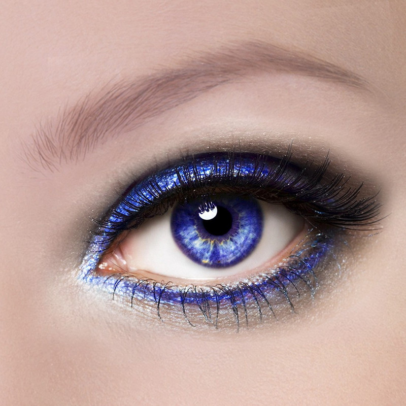Gold Look blue color lens blue contact lens blue yearly lens dark blue light blue(Pack of: 1)