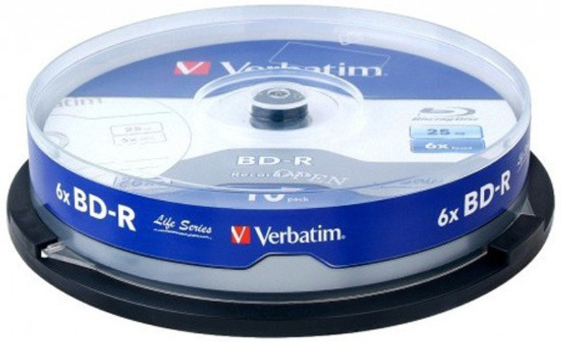 HP Blu-ray Recordable BDRA00071 Pack of 10 Disc Cake Box Spindle Speed 6x 25 GB