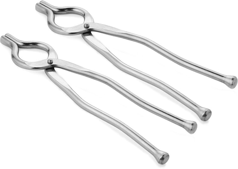 KUBER INDUSTRIES KUBMART010372 2 Pieces Stainless Steel Pakkad, Kitchen Tong (Silver) 27 cm Scissor Tong Set(Pack of 2)
