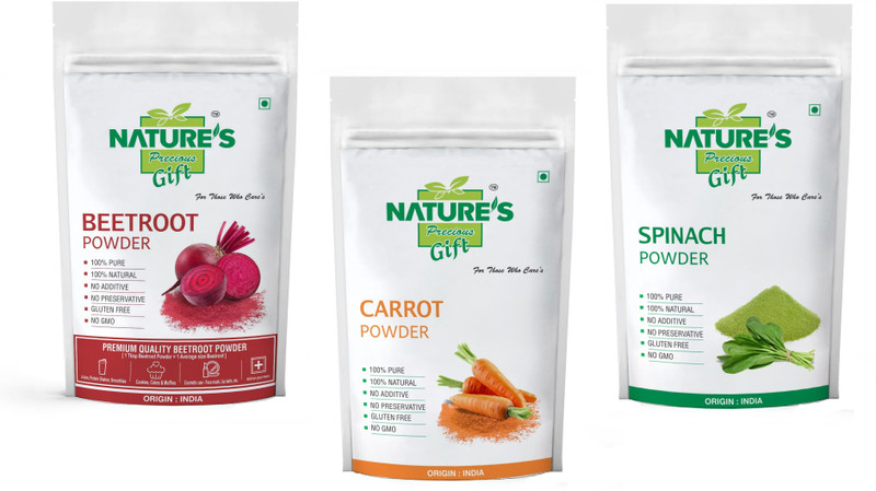 Nature's Precious Gift Beetroot, Carrot & Spinach Powder Combo Pack - 100 GM Each.(3 x 100 g) Nature's Precious Gift Beetroot, Carrot & Spinach Powder Combo Pack - 100 GM Each.(3 x 100 g)
