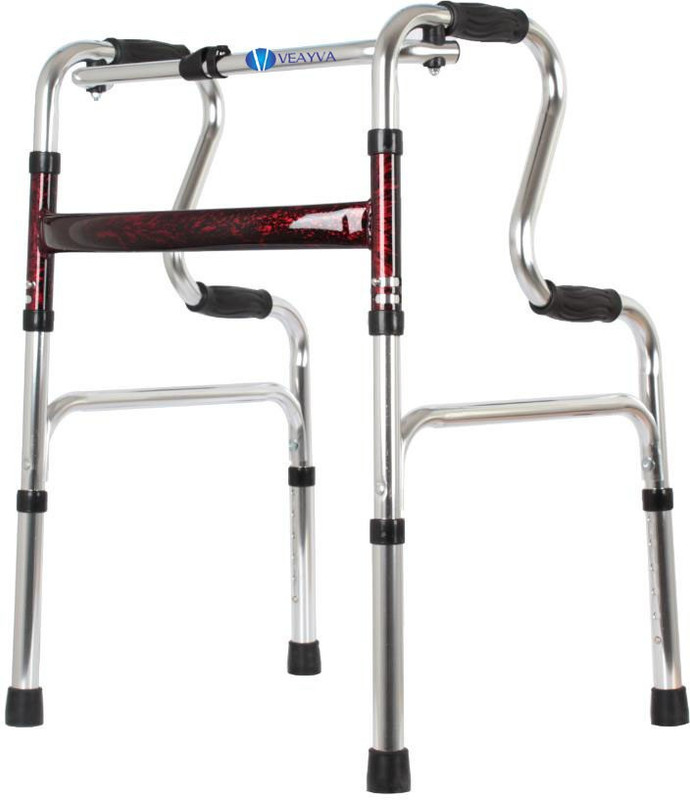 veayva Light Weight Aluminum Height Adjustable Reciprocal Folding 2 Step Walker Walking Stick