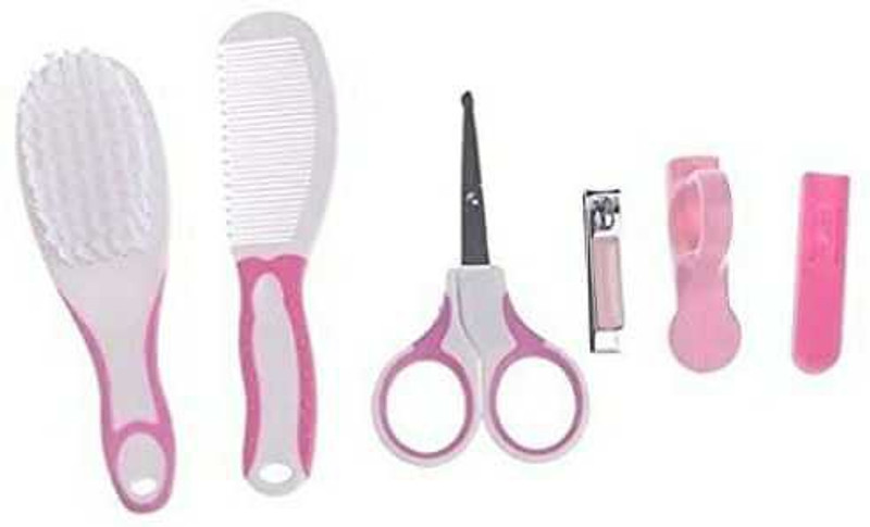 CHILD CHIC 6 Pcs Health Care Kit for Newborn Baby Kids Nail Hair Grooming Brush (Baby Care KIT)(Pink)
