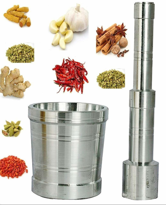 RAJESH Kitchen Okhli Masher,Kitchen Masher,Stainless Steel Masher (Stainless Steel, Medium) Aluminium Masher(Pack of 1)