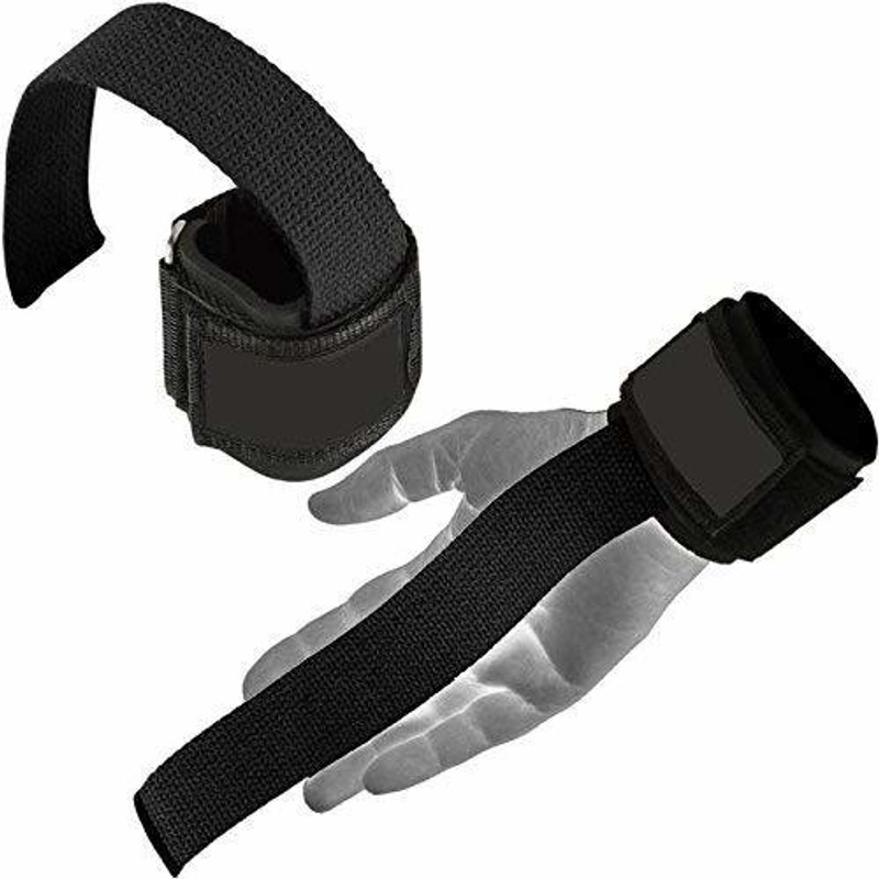 GymWar Weight Lifting Strap Wrist Support (Black) Gym & Fitness Gloves(Black)