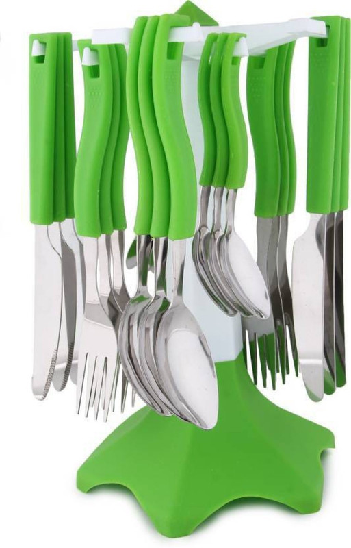 KB Sells 24 Pcs Stainless Steel Cutlery Set/ Spoon Set with Stand for Dining Table/Spoon and Fork Set/Spoon Stand Holder(Pack Of 24) Plastic, Stainless Steel Cutlery Set(Pack of 24)