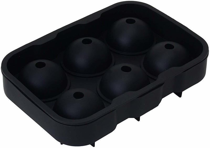 Nispruhay 6-Cavity Flexible Silicone Ice Ball Mould, Sphere Tray, for Whisky, Bourbon, Cocktail Silicone Whiskey Ice Ball Maker Round 6 Mold Multicolor Silicone Ice Ball Tray Black Silicone Ice Ball Tray(Pack of1)
