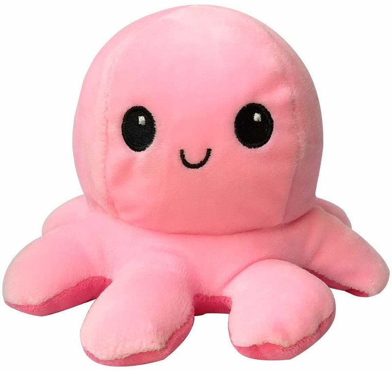 Agnolia Reversible Flip Octopus Plush Stuffed Toy - 14.5 cm(Pink and Red)
