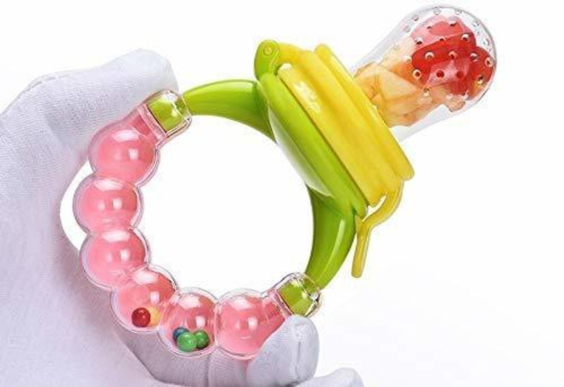 little whiskey Baby Nipple Fresh Food Fruit Milk Feeding Bottles Nibbler + Silicone Finger Brush Tongue Cleaner for Baby Teething/Gums Ultra Soft Toothbrush - Pack of 2 Soother(Multicolor)